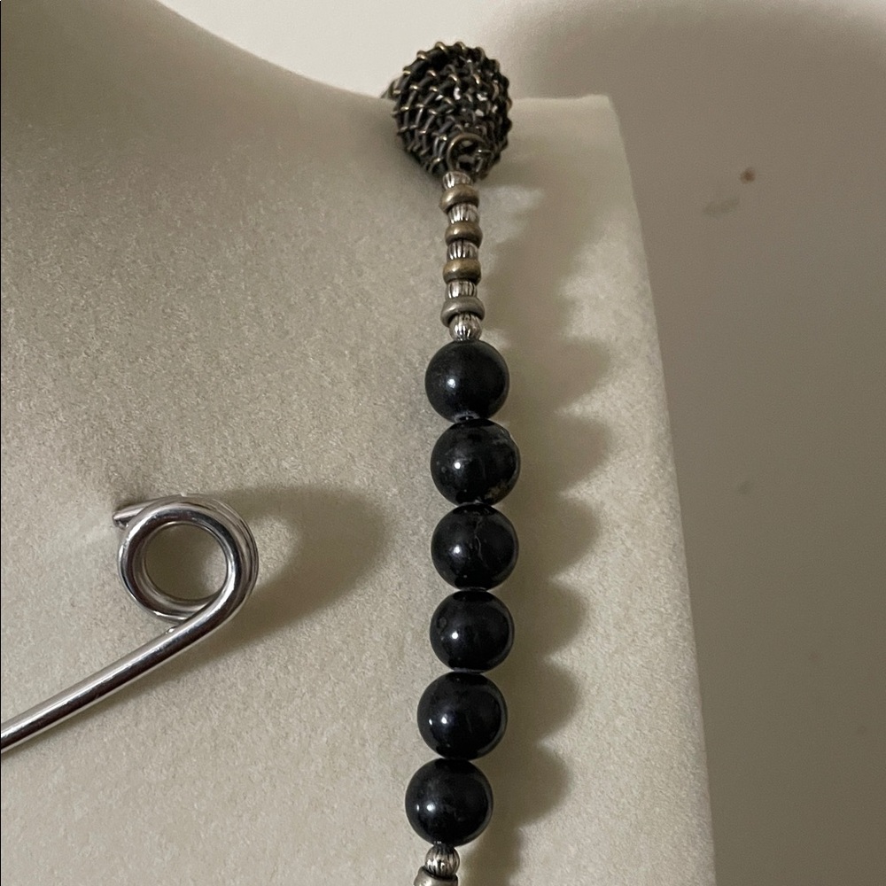 Artisan Black and Silver Statement Necklace - Picture 5 of 10